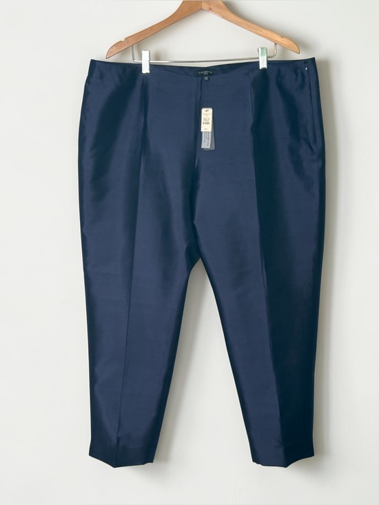 Talbots Pants - NWT Talbots Signature Silk Wool Ankle Pants Navy Blue 20W Side Zip
